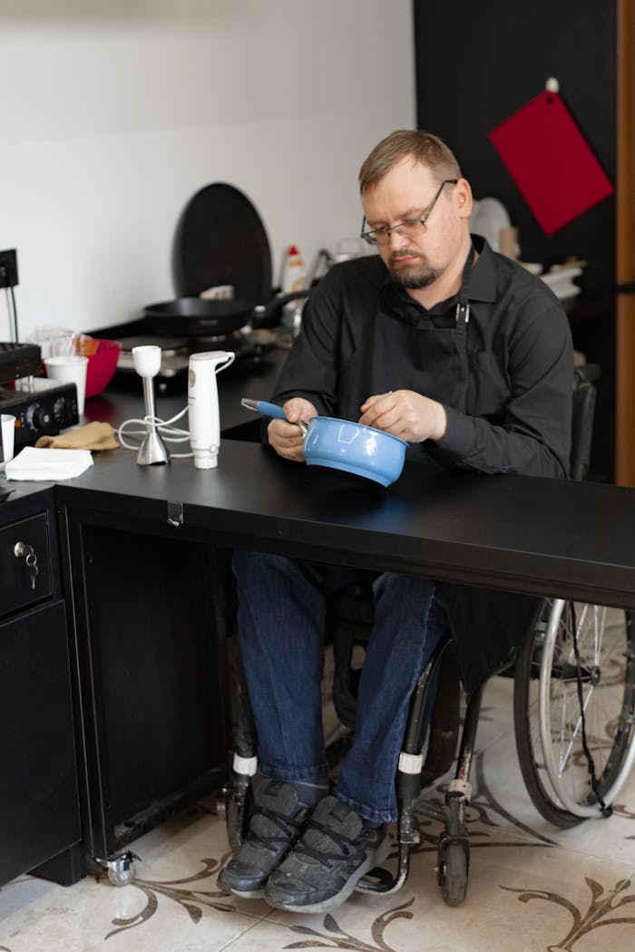 A Man Sitting on the Wheelchair